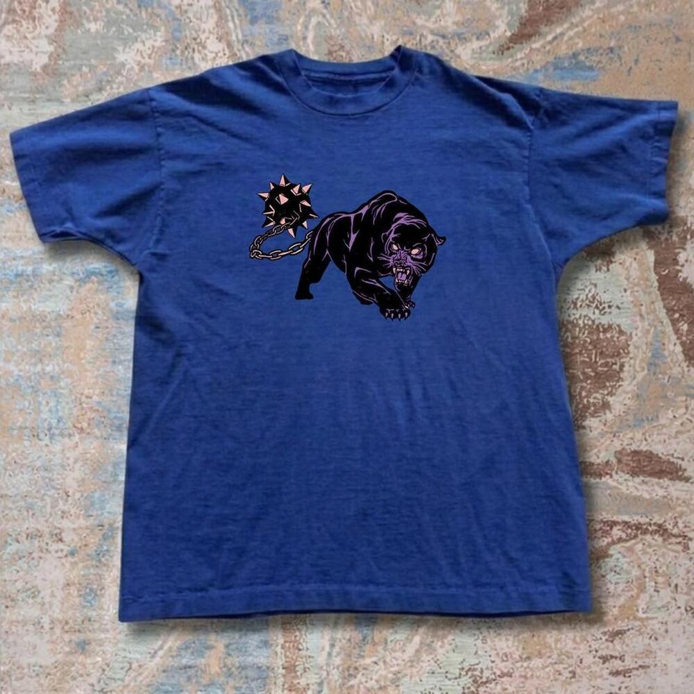Blue Panther Graphic Tee With Black Accents